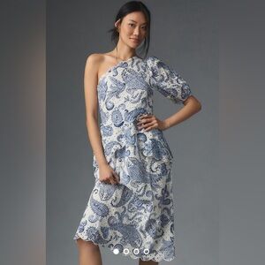 EUC Farm Rio One-Shoulder Eyelet Midi Dress, Size L